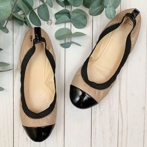 Cole Haan Deltona Gore Leather Ballet Flat Natural